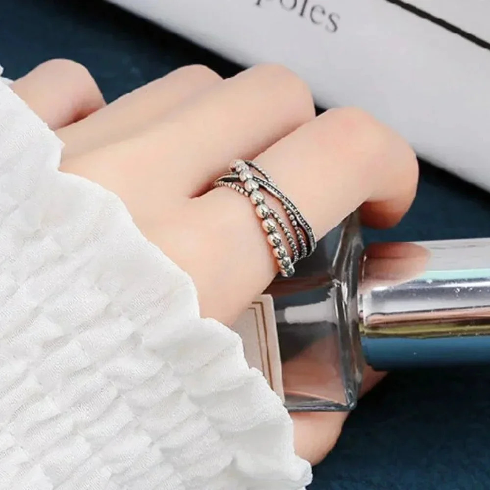 Minimalist 925 Sterling Silver Criss Cross Layer Ring Dainty Stackable Ring Band - Picture 3 of 5